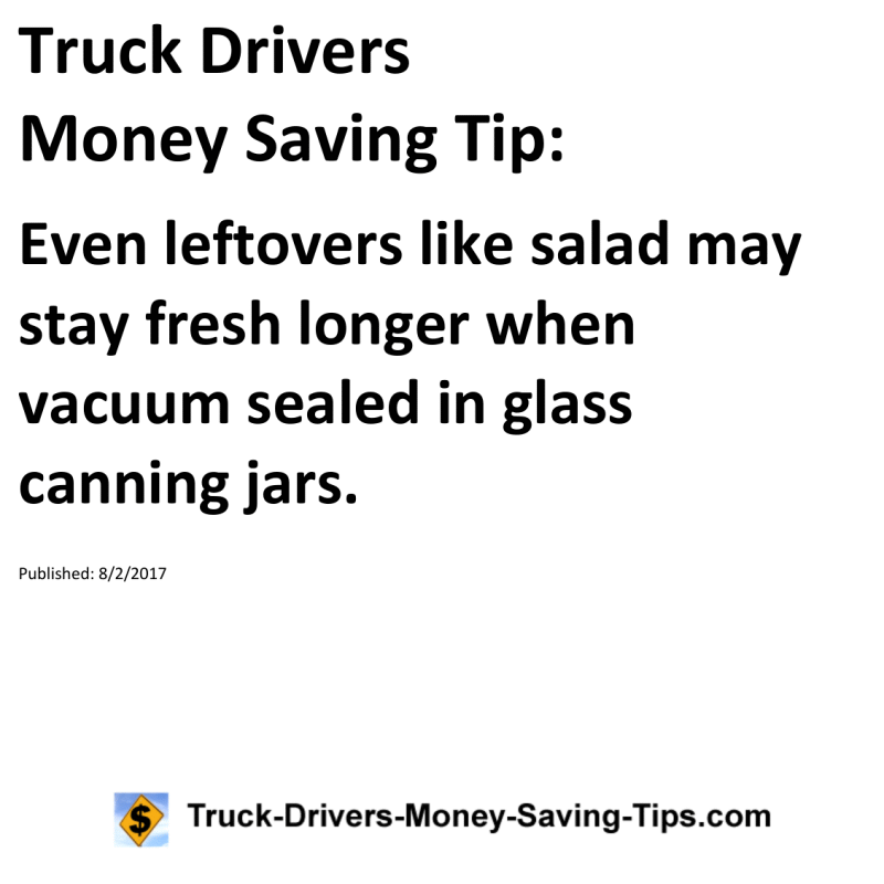 Truck Drivers Money Saving Tip for 08-02-2017