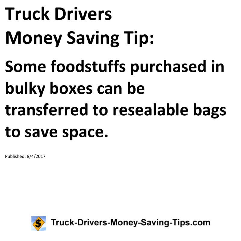 Truck Drivers Money Saving Tip for 08-04-2017