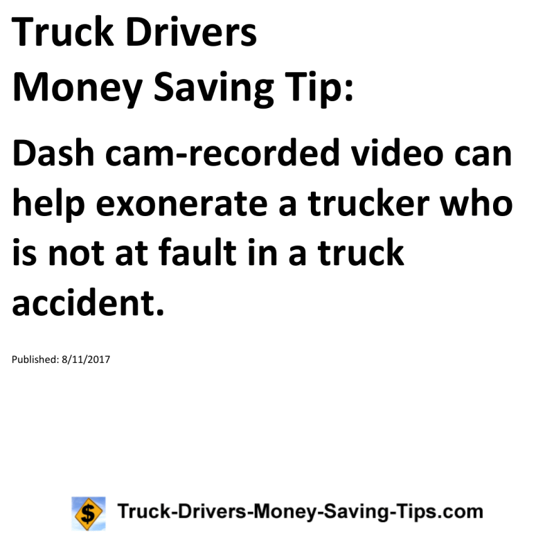 Truck Drivers Money Saving Tip for 08-11-2017