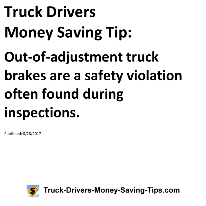 Truck Drivers Money Saving Tip for 08-28-2017