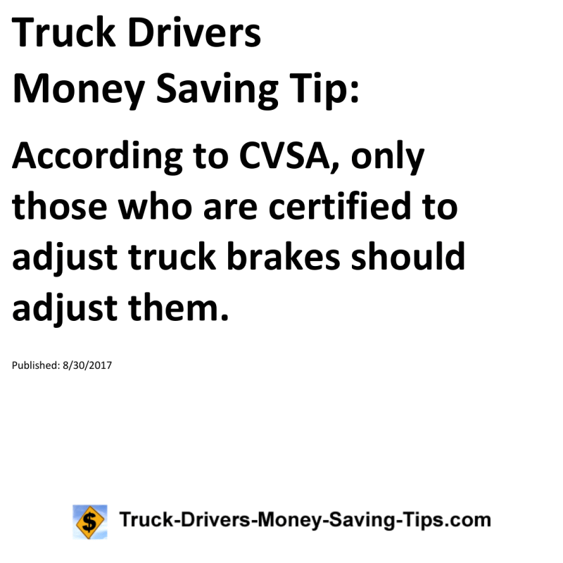 Truck Drivers Money Saving Tip for 08-30-2017