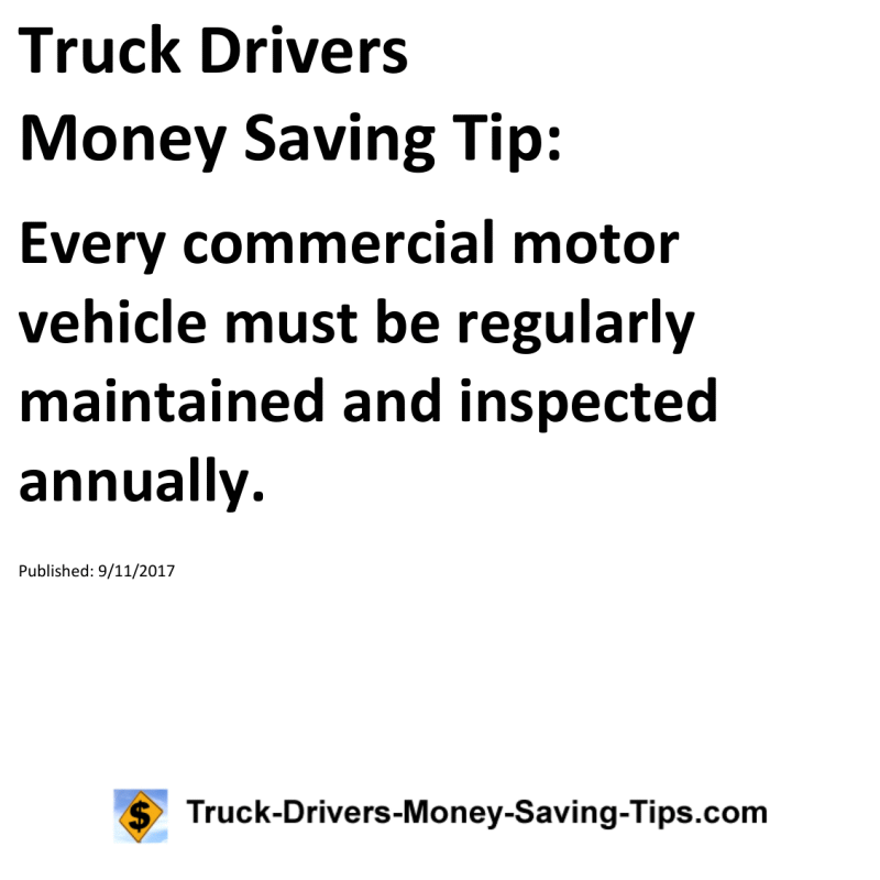 Truck Drivers Money Saving Tip for 09-11-2017