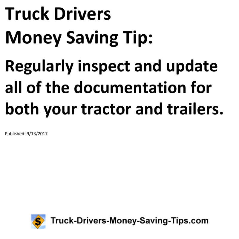 Truck Drivers Money Saving Tip for 09-13-2017