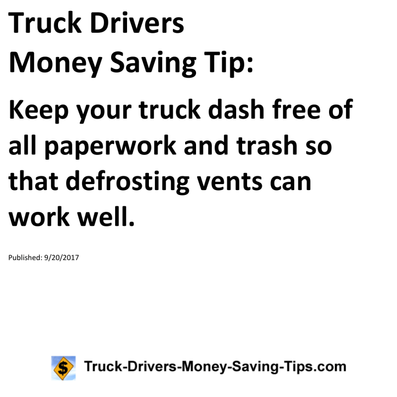 Truck Drivers Money Saving Tip for 09-20-2017