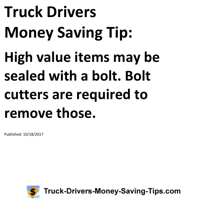 Truck Drivers Money Saving Tip for 10-18-2017