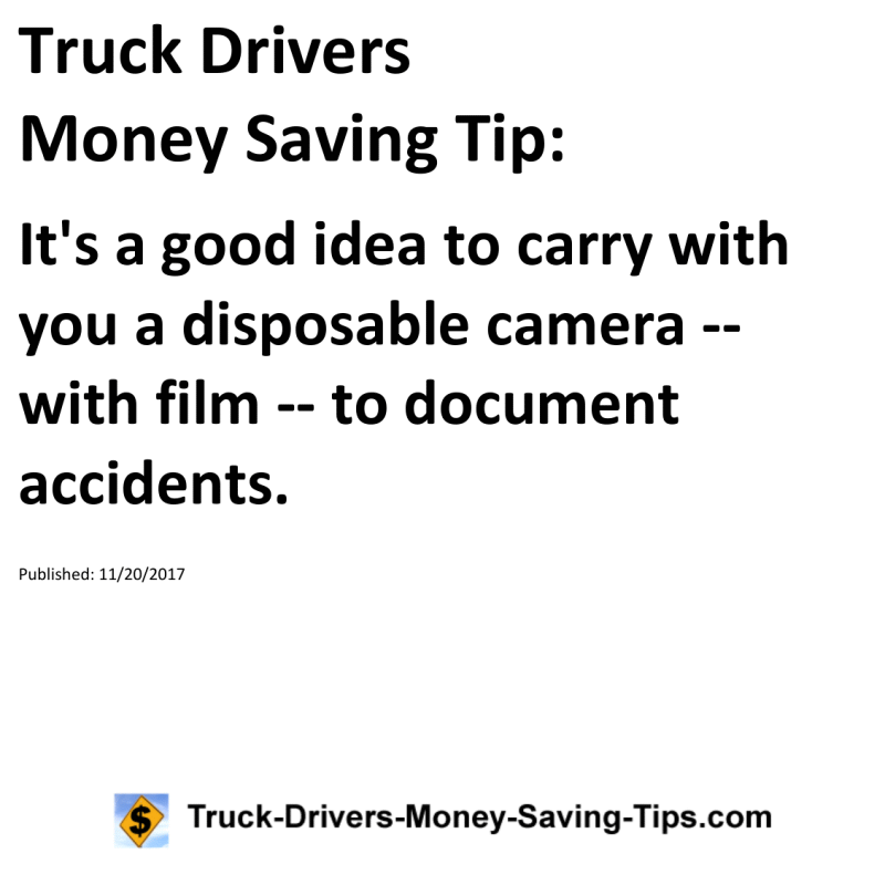 Truck Drivers Money Saving Tip for 11-20-2017