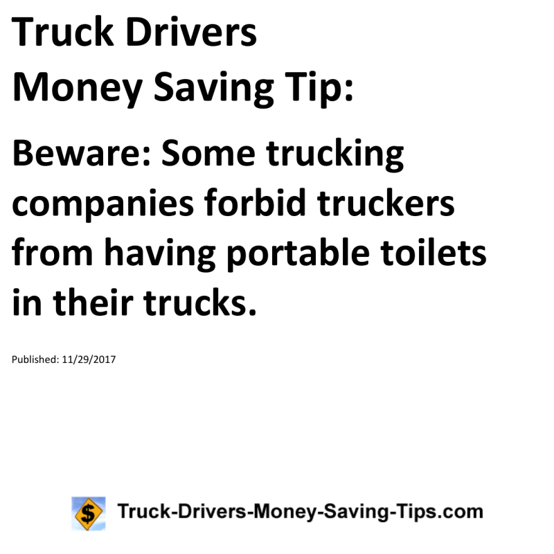 Truck Drivers Money Saving Tip for 11-29-2017