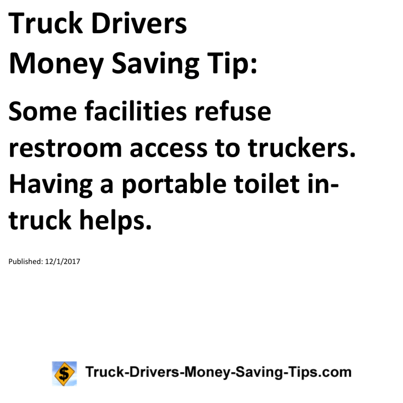 Truck Drivers Money Saving Tip for 12-01-2017