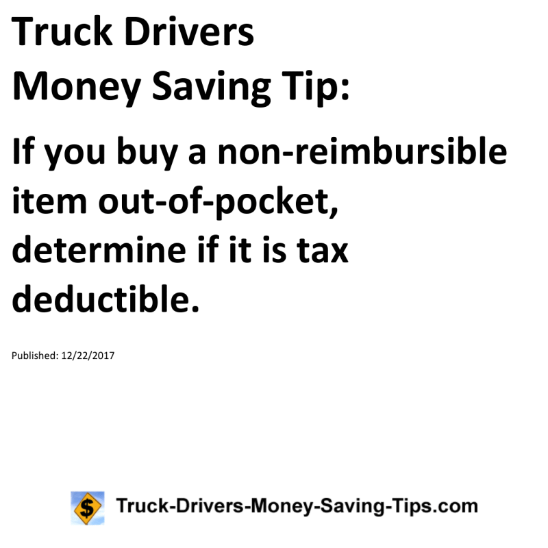 Truck Drivers Money Saving Tip for 12-22-2017