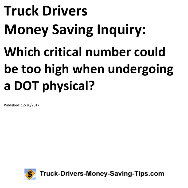 Truck Drivers Money Saving Inquiry for 12-26-2017