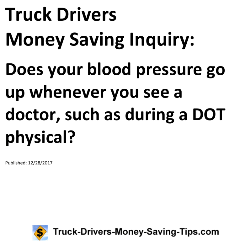 Truck Drivers Money Saving Inquiry for 12-28-2017