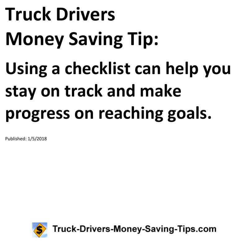 Truck Drivers Money Saving Tip for 01-05-2018