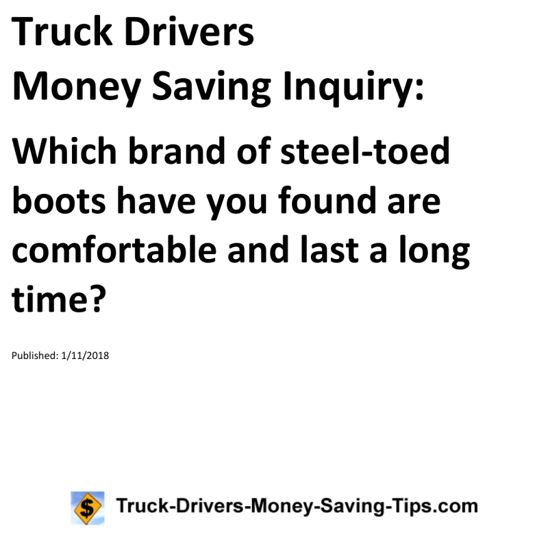 Truck Drivers Money Saving Inquiry for 01-11-2018