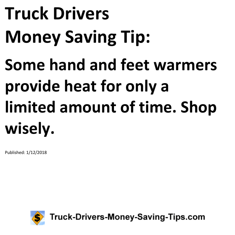 Truck Drivers Money Saving Tip for 01-12-2018