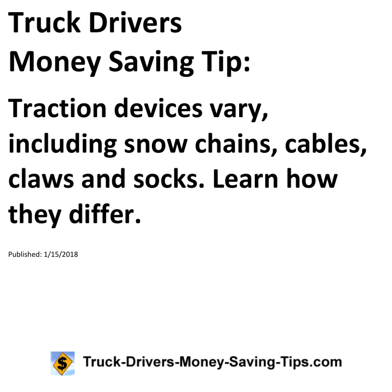 Truck Drivers Money Saving Tip for 01-15-2018