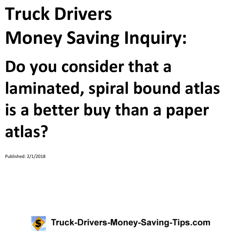 Truck Drivers Money Saving Inquiry for 02-01-2018