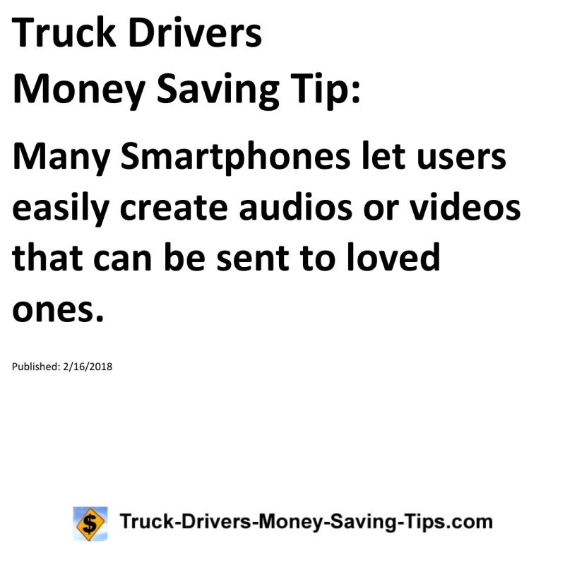 Truck Drivers Money Saving Tip for 02-16-2018