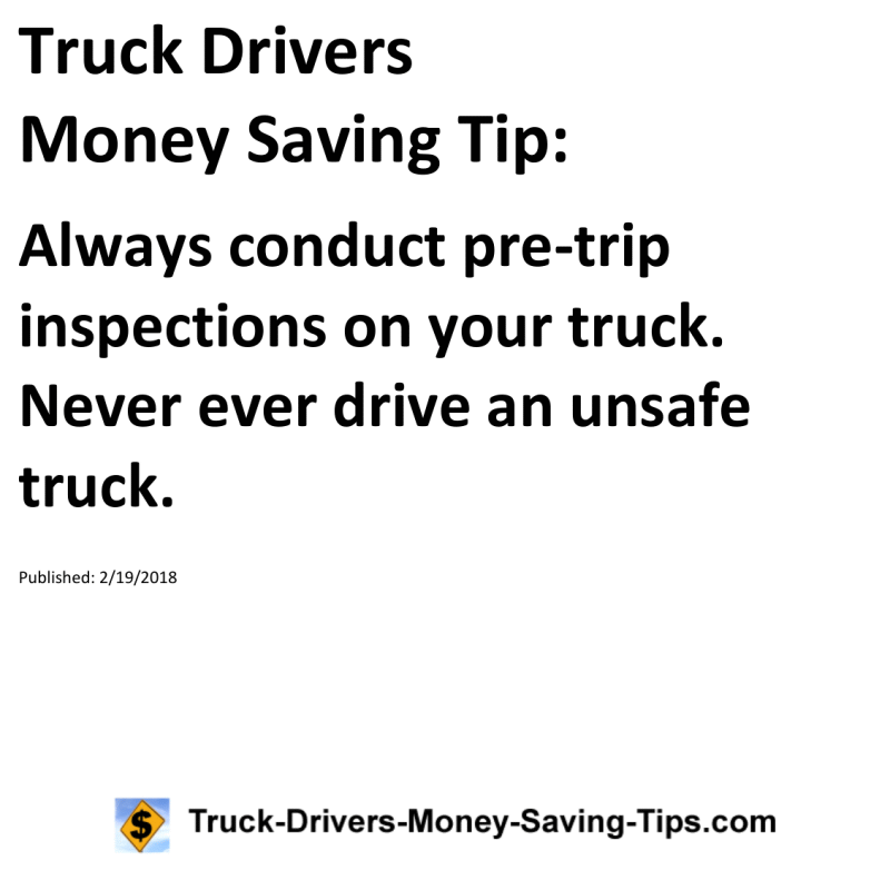 Truck Drivers Money Saving Tip for 02-19-2018