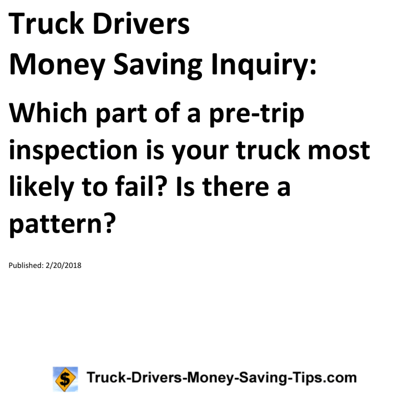 Truck Drivers Money Saving Inquiry for 02-20-2018