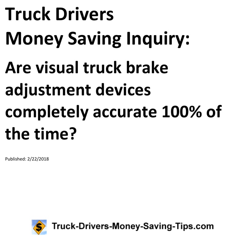 Truck Drivers Money Saving Inquiry for 02-22-2018