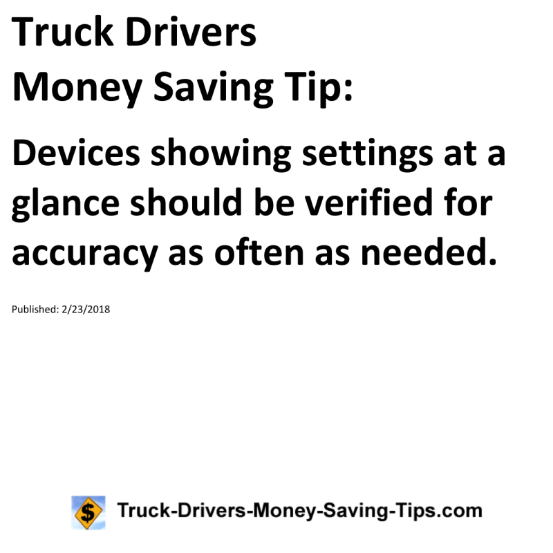 Truck Drivers Money Saving Tip for 02-23-2018