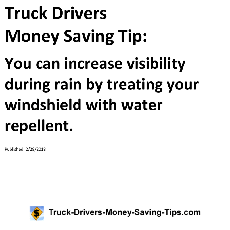 Truck Drivers Money Saving Tip for 02-28-2018