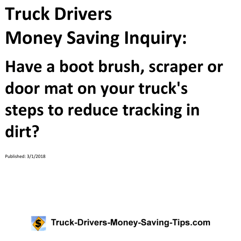 Truck Drivers Money Saving Inquiry for 03-01-2018