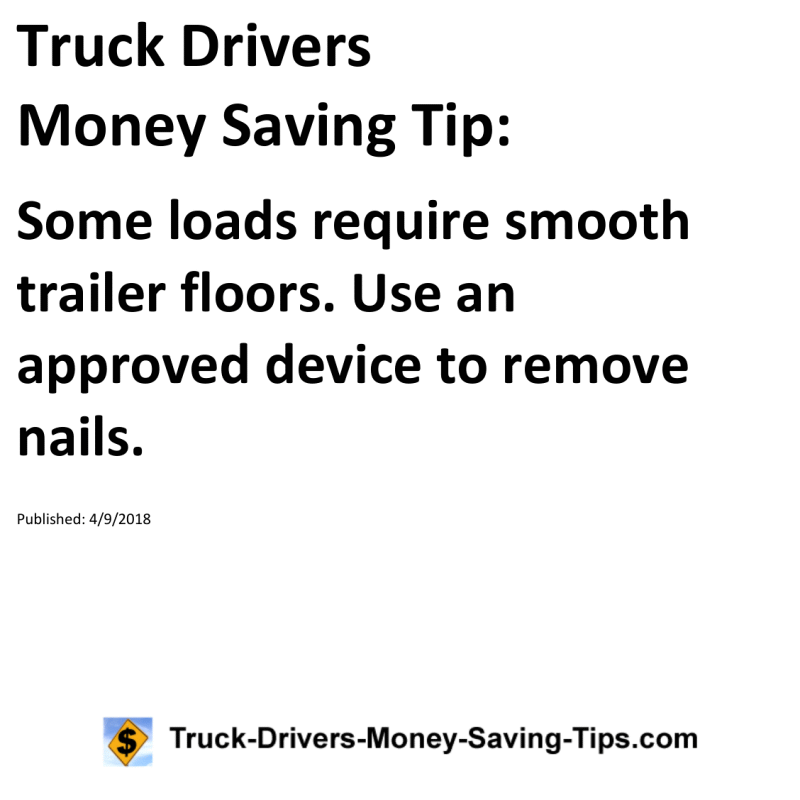 Truck Drivers Money Saving Tip for 04-09-2018