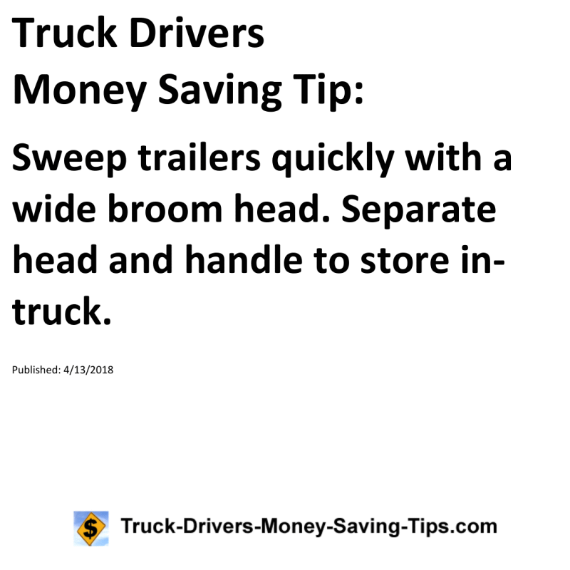 Truck Drivers Money Saving Tip for 04-13-2018