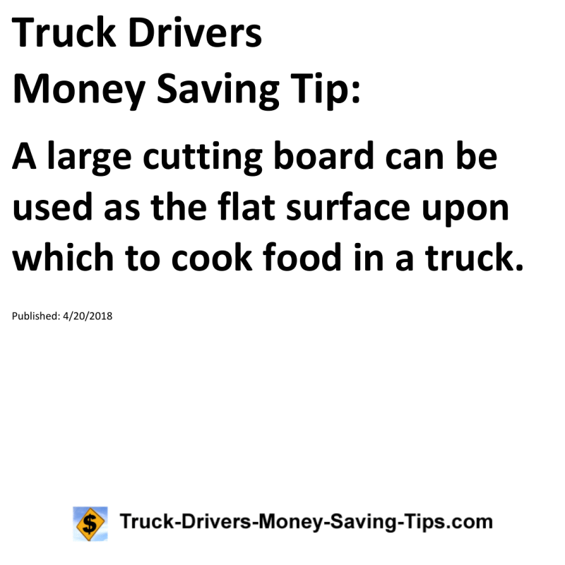 Truck Drivers Money Saving Tip for 04-20-2018