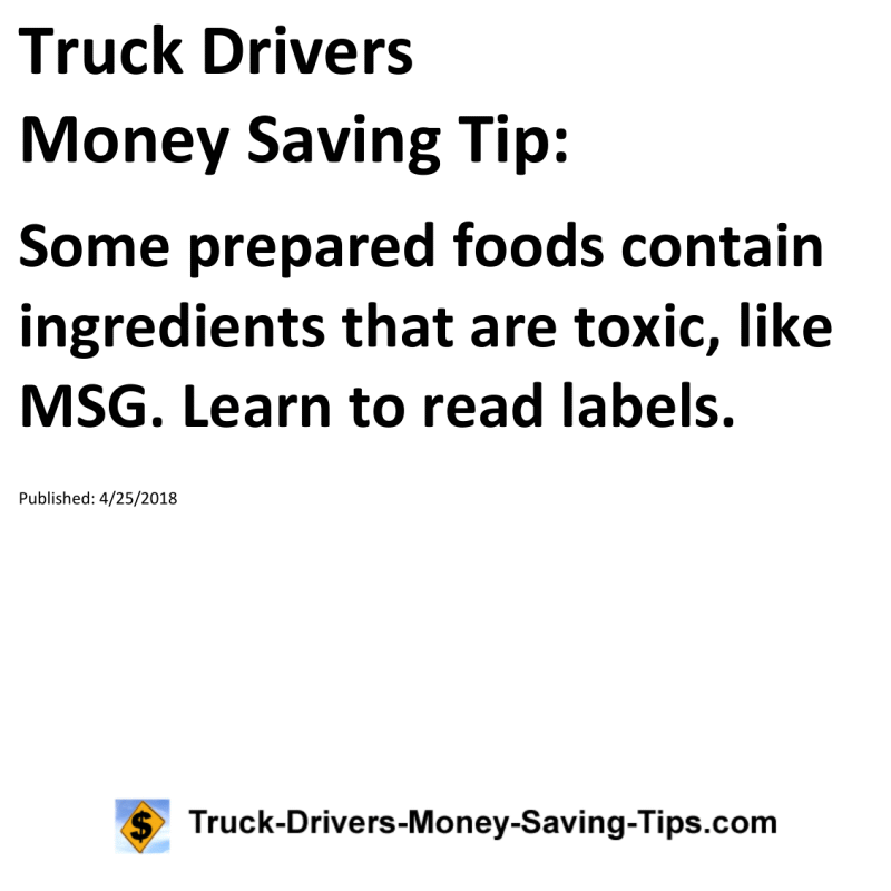 Truck Drivers Money Saving Tip for 04-25-2018