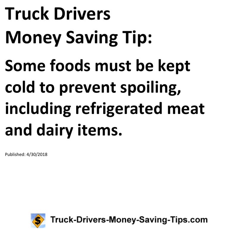 Truck Drivers Money Saving Tip for 04-30-2018