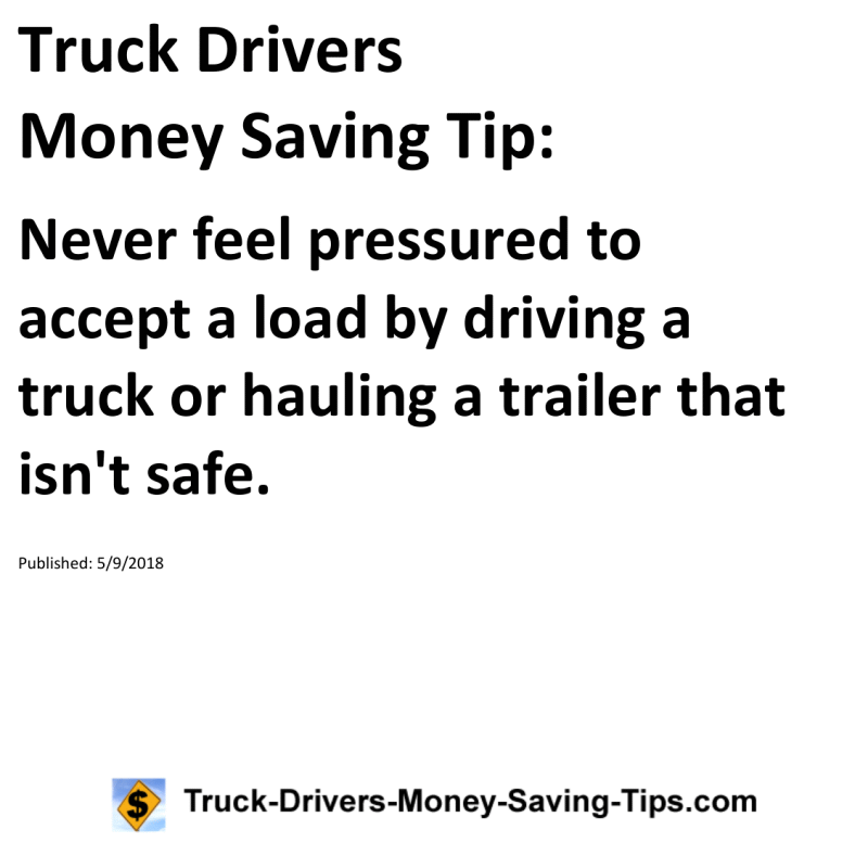 Truck Drivers Money Saving Tip for 05-09-2018