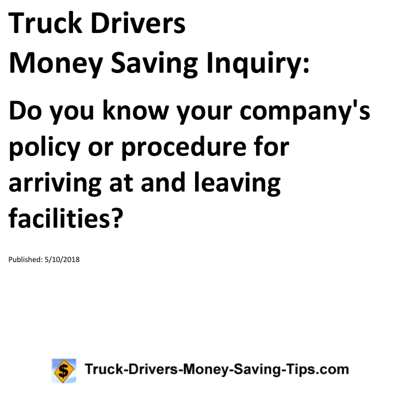 Truck Drivers Money Saving Inquiry for 05-10-2018