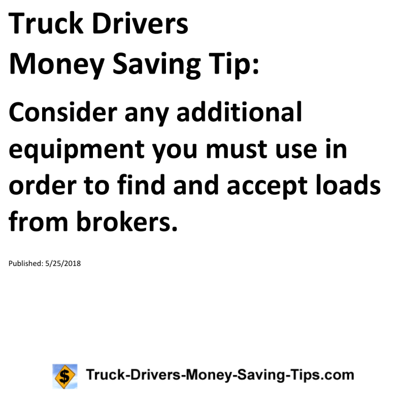 Truck Drivers Money Saving Tip for 05-25-2018