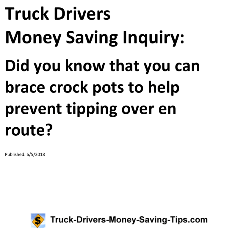 Truck Drivers Money Saving Inquiry for 06-05-2018
