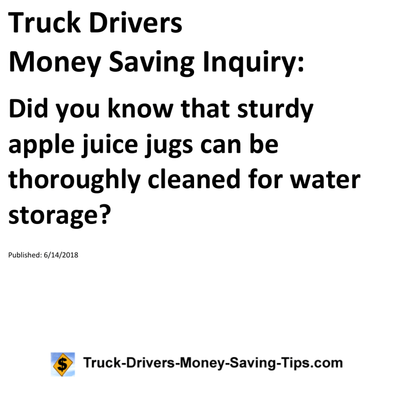 Truck Drivers Money Saving Inquiry for 06-14-2018