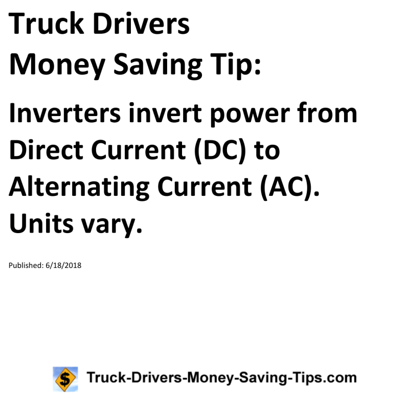 Truck Drivers Money Saving Tip for 06-18-2018