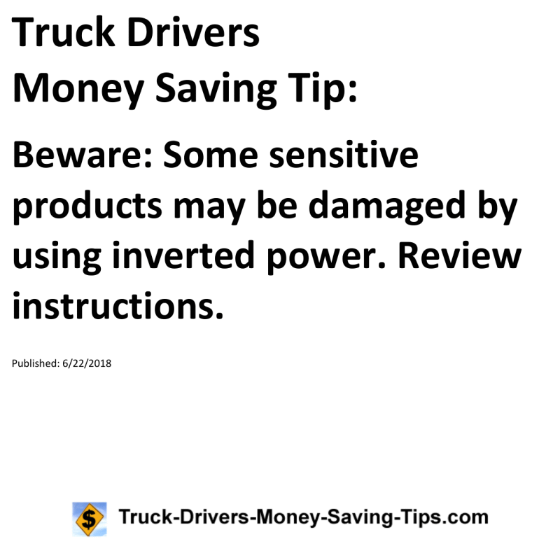 Truck Drivers Money Saving Tip for 06-22-2018