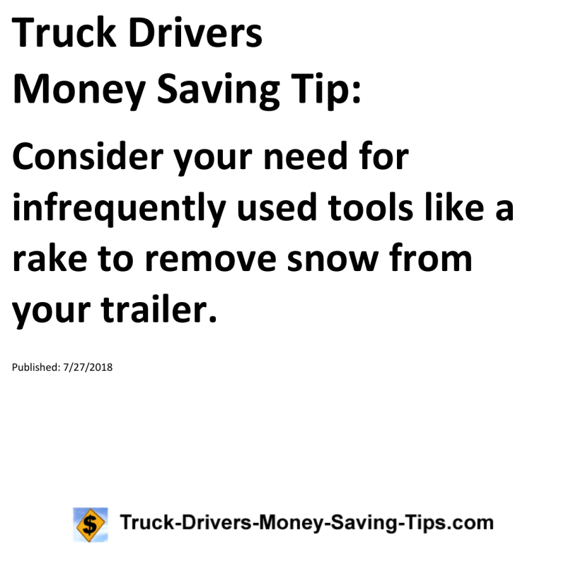 Truck Drivers Money Saving Tip for 07-27-2018