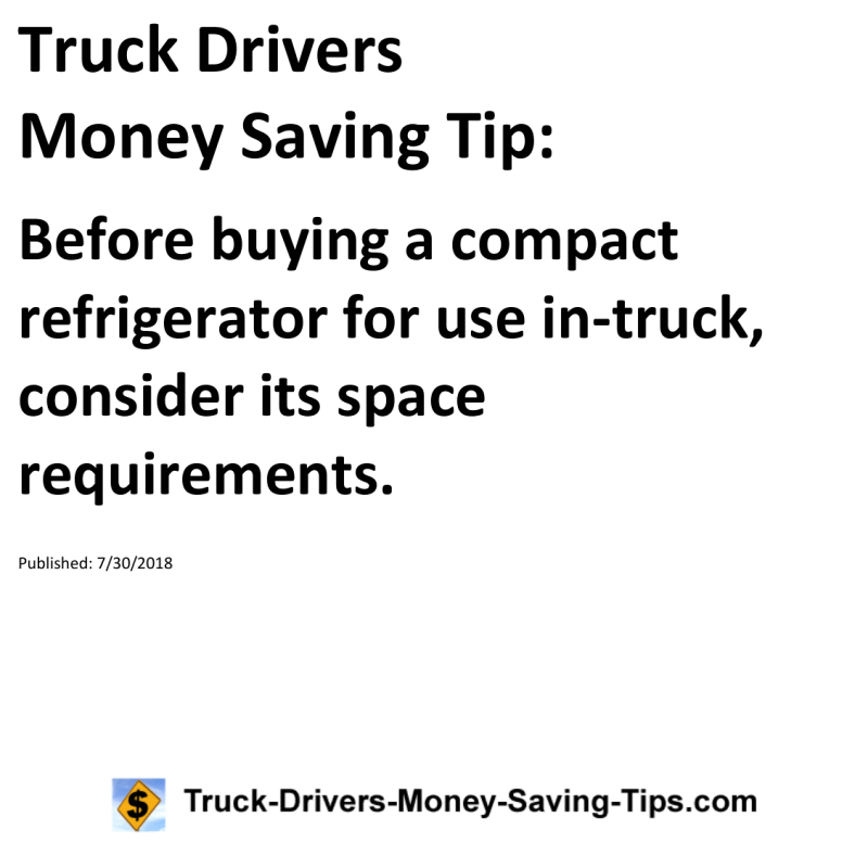 Truck Drivers Money Saving Tip for 07-30-2018