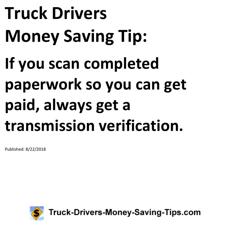 Truck Drivers Money Saving Tip for 08-22-2018