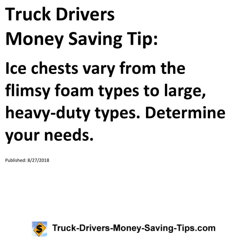 Truck Drivers Money Saving Tip for 08-27-2018