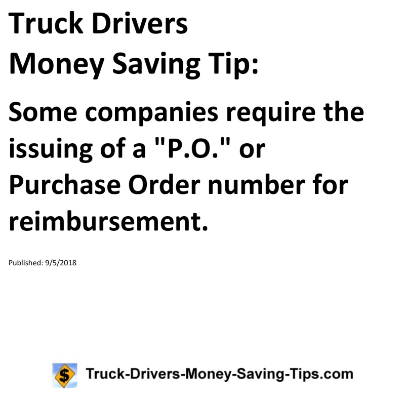 Truck Drivers Money Saving Tip for 09-05-2018