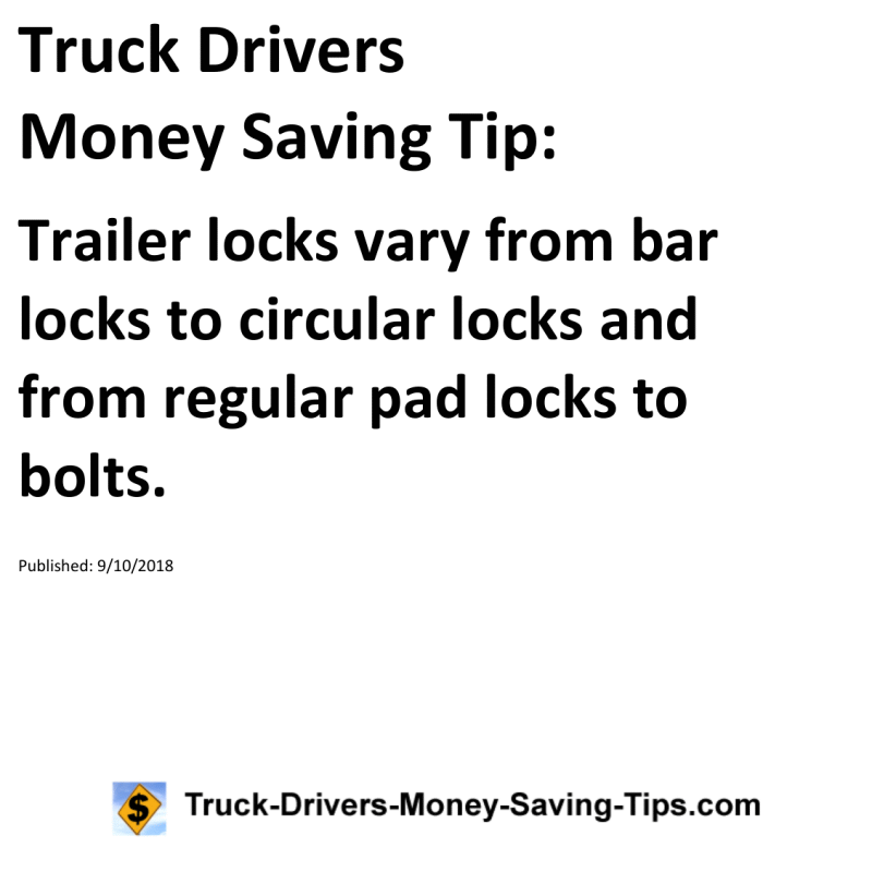 Truck Drivers Money Saving Tip for 09-10-2018