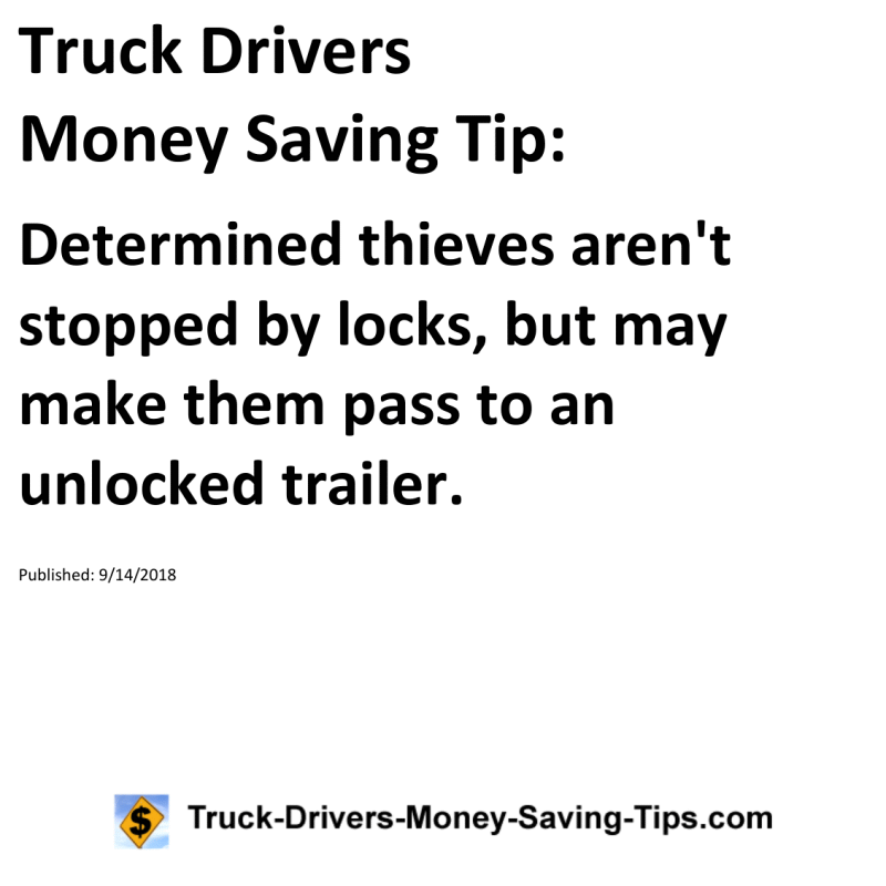 Truck Drivers Money Saving Tip for 09-14-2018