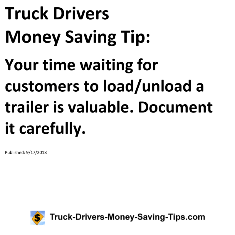 Truck Drivers Money Saving Tip for 09-17-2018