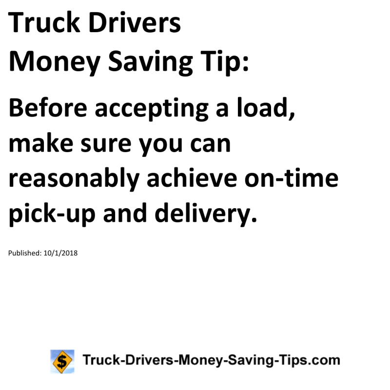 Truck Drivers Money Saving Tip for 10-01-2018