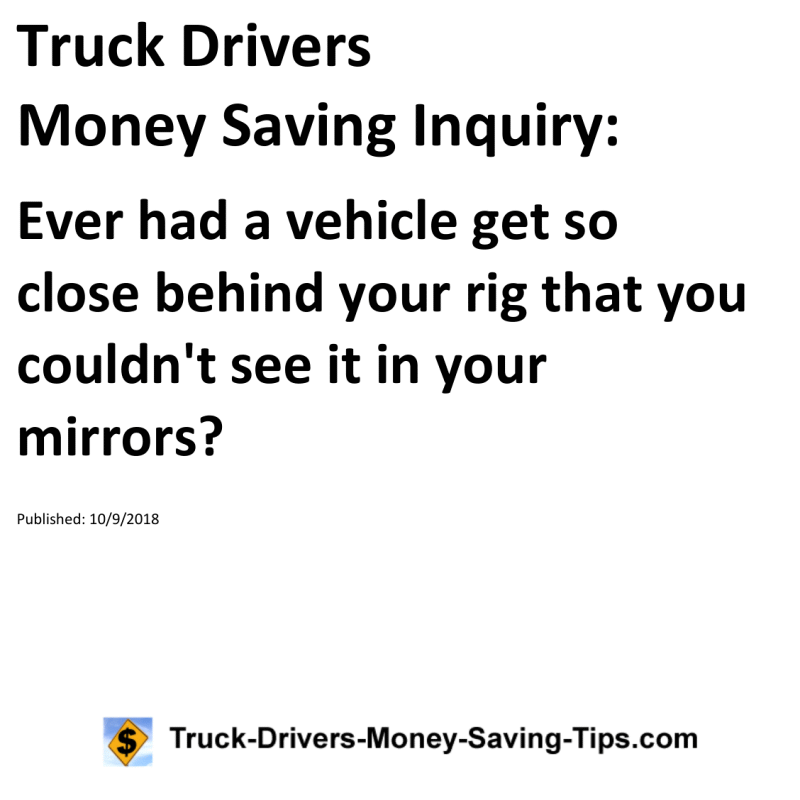 Truck Drivers Money Saving Inquiry for 10-09-2018