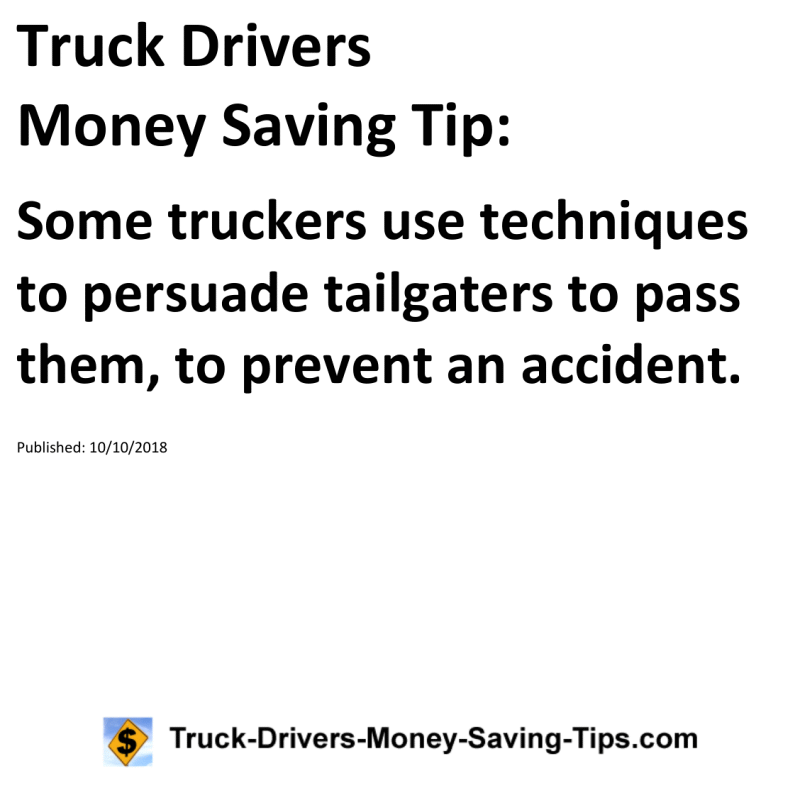 Truck Drivers Money Saving Tip for 10-10-2018